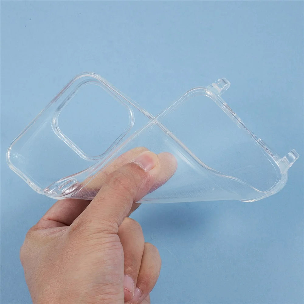 For iPhone 15 Pro Max Case TPU 1.8mm Clear Phone Cover with Lanyard Holes - 7