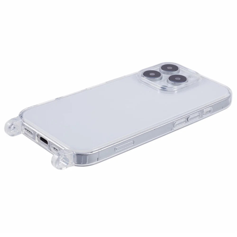 For iPhone 16 Pro Max Case TPU 1.8mm Clear Phone Cover with Lanyard Holes - 4