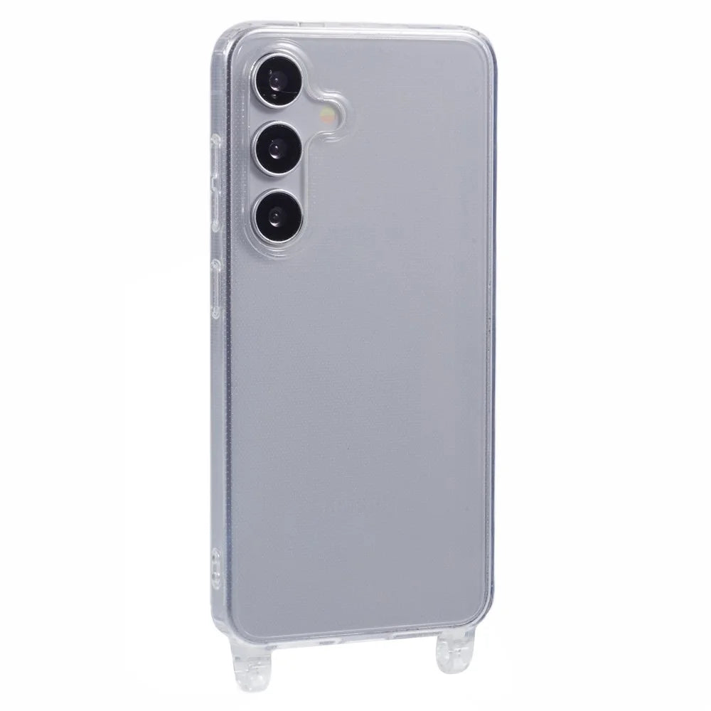 For Samsung Galaxy S24 Case TPU 1.8mm Clear Phone Cover with Lanyard Holes - 1