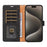For iPhone 14 Pro Max Case RFID Blocking Wallet Stand Leather Flip Phone Cover with Slim Strap - Black - 2