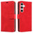 For Samsung Galaxy S24+ Case RFID Blocking Wallet Stand Leather Flip Phone Cover with Slim Strap - Red - 1