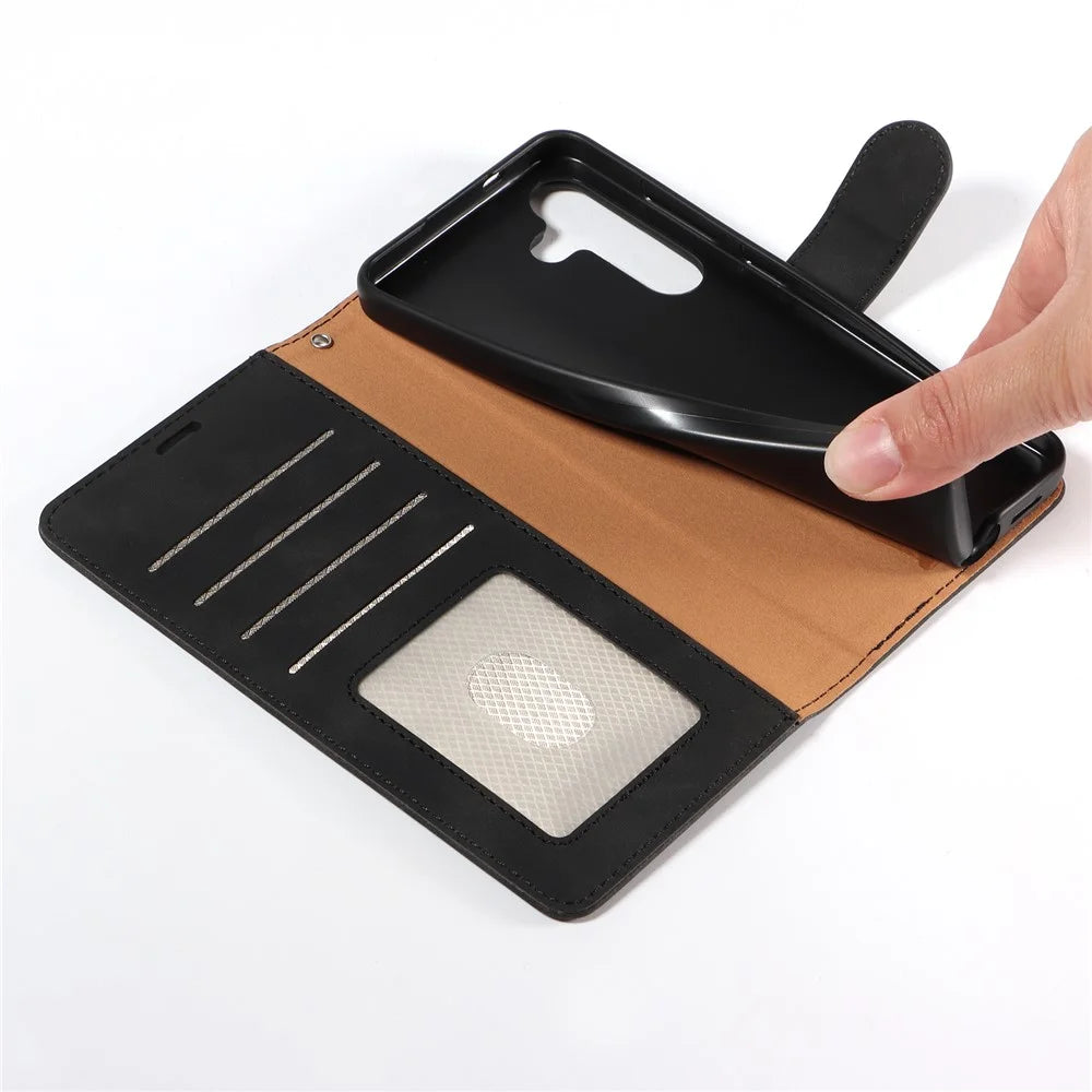 For Samsung Galaxy S23 FE Case RFID Blocking Wallet Stand Leather Flip Phone Cover with Slim Strap - Black - 5
