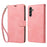 For Samsung Galaxy A55 5G Case with Thickened Strap RFID Blocking Wallet Stand Leather Flip Phone Cover - Pink - 1