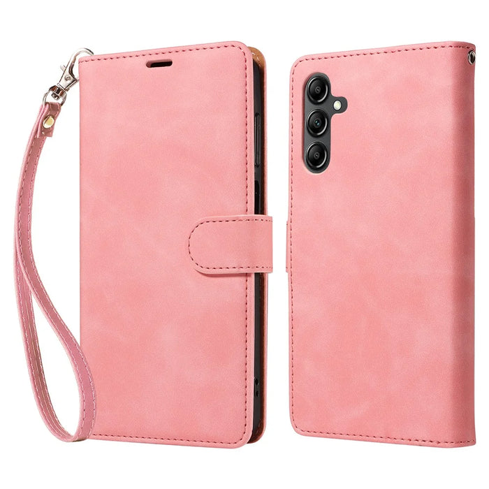 For Samsung Galaxy A55 5G Case with Thickened Strap RFID Blocking Wallet Stand Leather Flip Phone Cover - Pink - 1