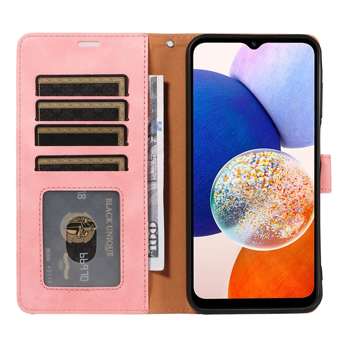 For Samsung Galaxy A55 5G Case with Thickened Strap RFID Blocking Wallet Stand Leather Flip Phone Cover - Pink - 2