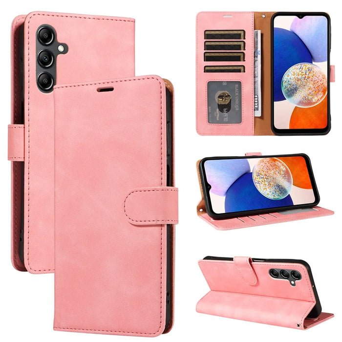 For Samsung Galaxy A55 5G Case with Thickened Strap RFID Blocking Wallet Stand Leather Flip Phone Cover - Pink - 6