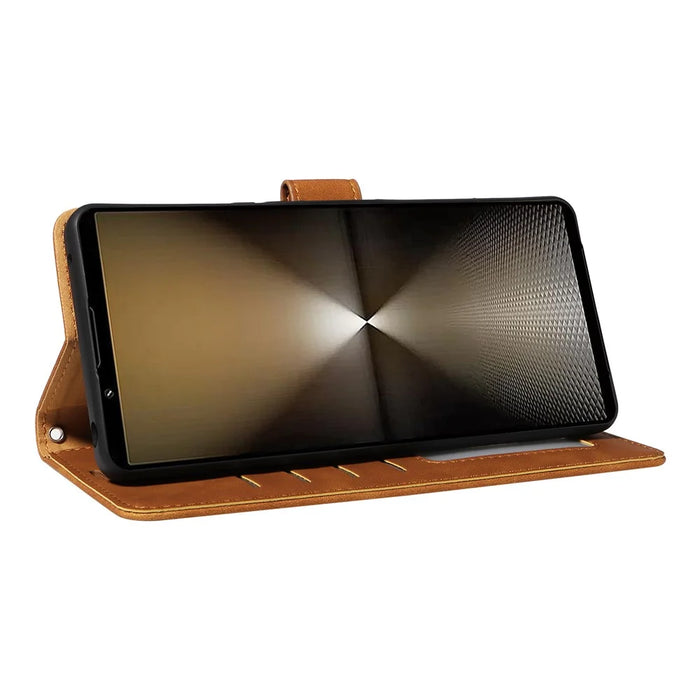 For Sony Xperia 1 VI Case with Thickened Strap RFID Blocking Wallet Stand Leather Flip Phone Cover - Brown - 4