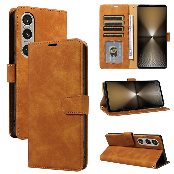 For Sony Xperia 1 VI Case with Thickened Strap RFID Blocking Wallet Stand Leather Flip Phone Cover - Brown - 6
