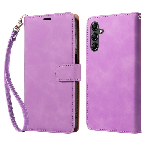 For Samsung Galaxy A15 4G / 5G Case with Thickened Strap RFID Blocking Wallet Stand Leather Flip Phone Cover - Purple - 1