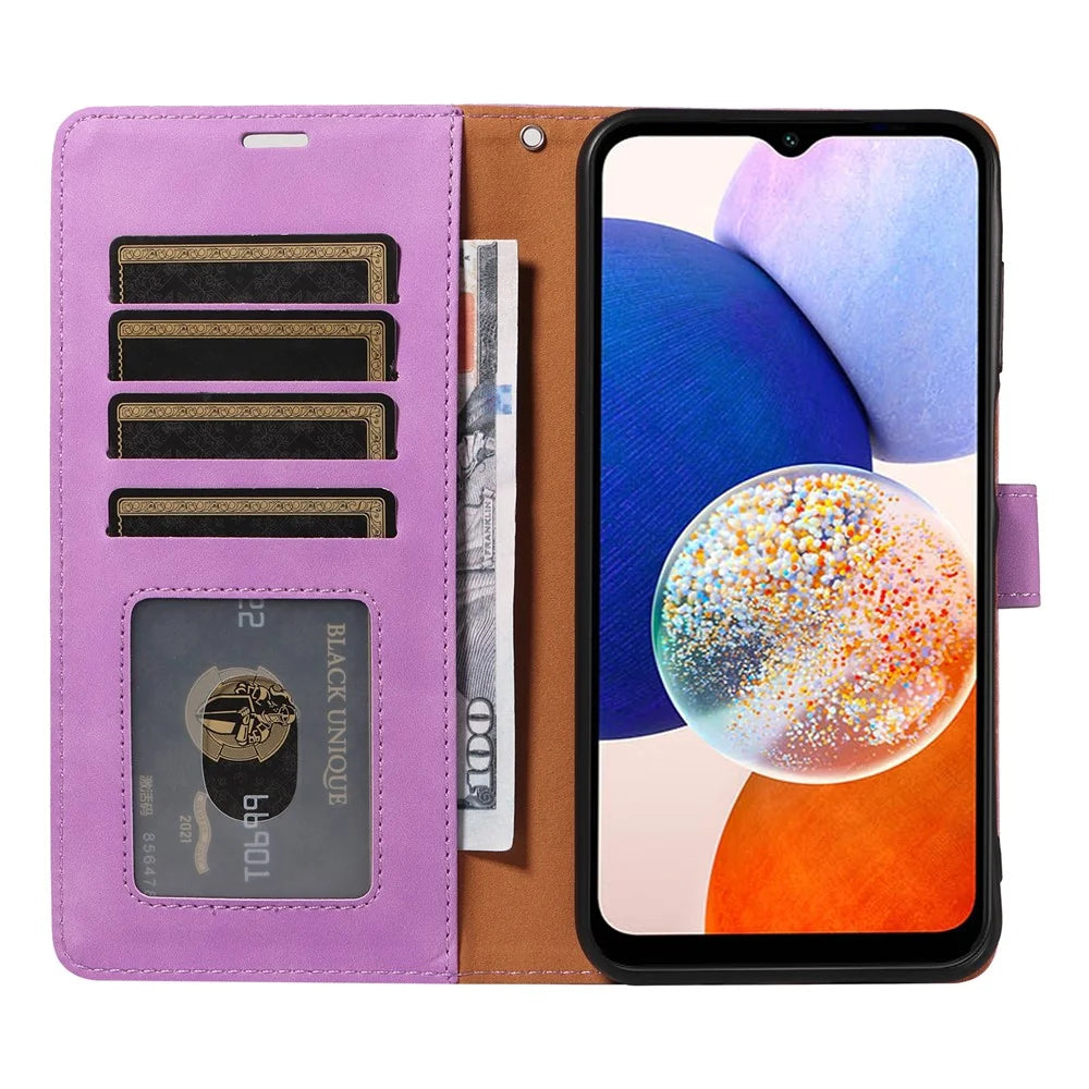 For Samsung Galaxy A15 4G / 5G Case with Thickened Strap RFID Blocking Wallet Stand Leather Flip Phone Cover - Purple - 2