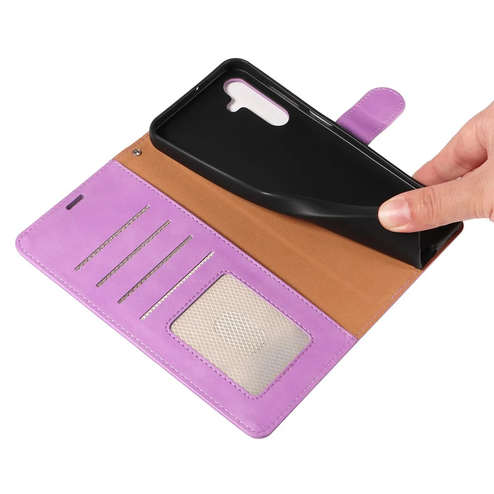 For Samsung Galaxy A15 4G / 5G Case with Thickened Strap RFID Blocking Wallet Stand Leather Flip Phone Cover - Purple - 5