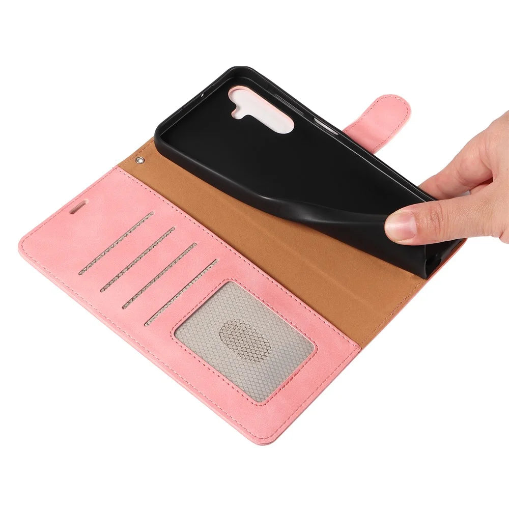 For Samsung Galaxy A16 5G / 4G Case with Thickened Strap RFID Blocking Wallet Stand Leather Flip Phone Cover - Pink - 5