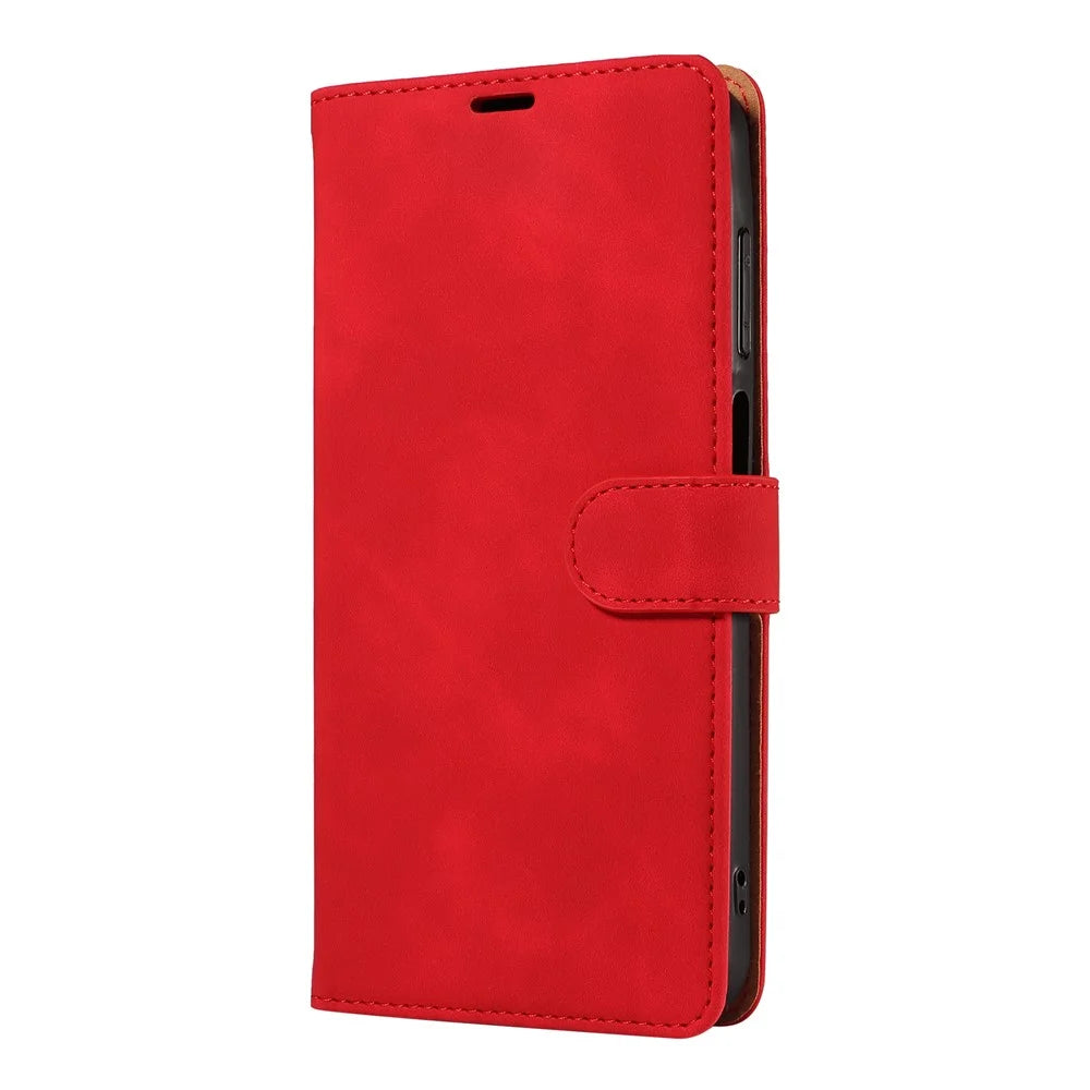 For Samsung Galaxy A25 5G (Global) (161.0 x 76.5 x 8.3mm) Case with Thickened Strap RFID Blocking Wallet Stand Leather Flip Phone Cover - Red - 7