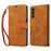 For Samsung Galaxy A35 5G Case with Thickened Strap RFID Blocking Wallet Stand Leather Flip Phone Cover - Brown - 1