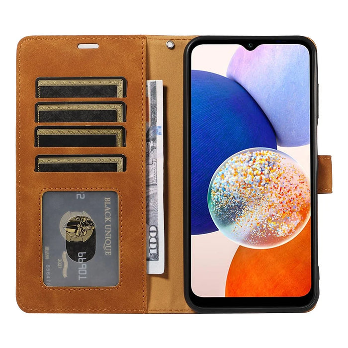 For Samsung Galaxy A35 5G Case with Thickened Strap RFID Blocking Wallet Stand Leather Flip Phone Cover - Brown - 2