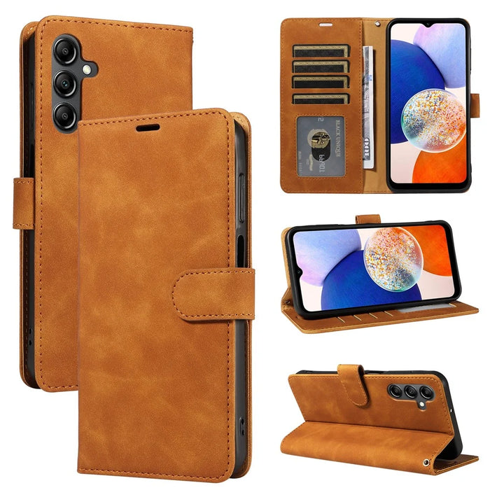 For Samsung Galaxy A35 5G Case with Thickened Strap RFID Blocking Wallet Stand Leather Flip Phone Cover - Brown - 6