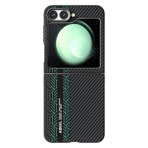 ABEEL For Samsung Galaxy Z Flip7 FE 5G / Z Flip6 5G Magnetic Case PC + Aluminum Alloy + PU Leather Slim Phone Back Cover - Texture 2 - 1