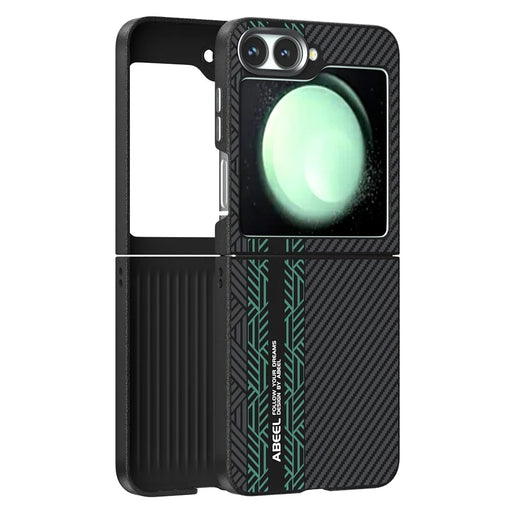 ABEEL For Samsung Galaxy Z Flip7 FE 5G / Z Flip6 5G Magnetic Case PC + Aluminum Alloy + PU Leather Slim Phone Back Cover - Texture 2 - 2