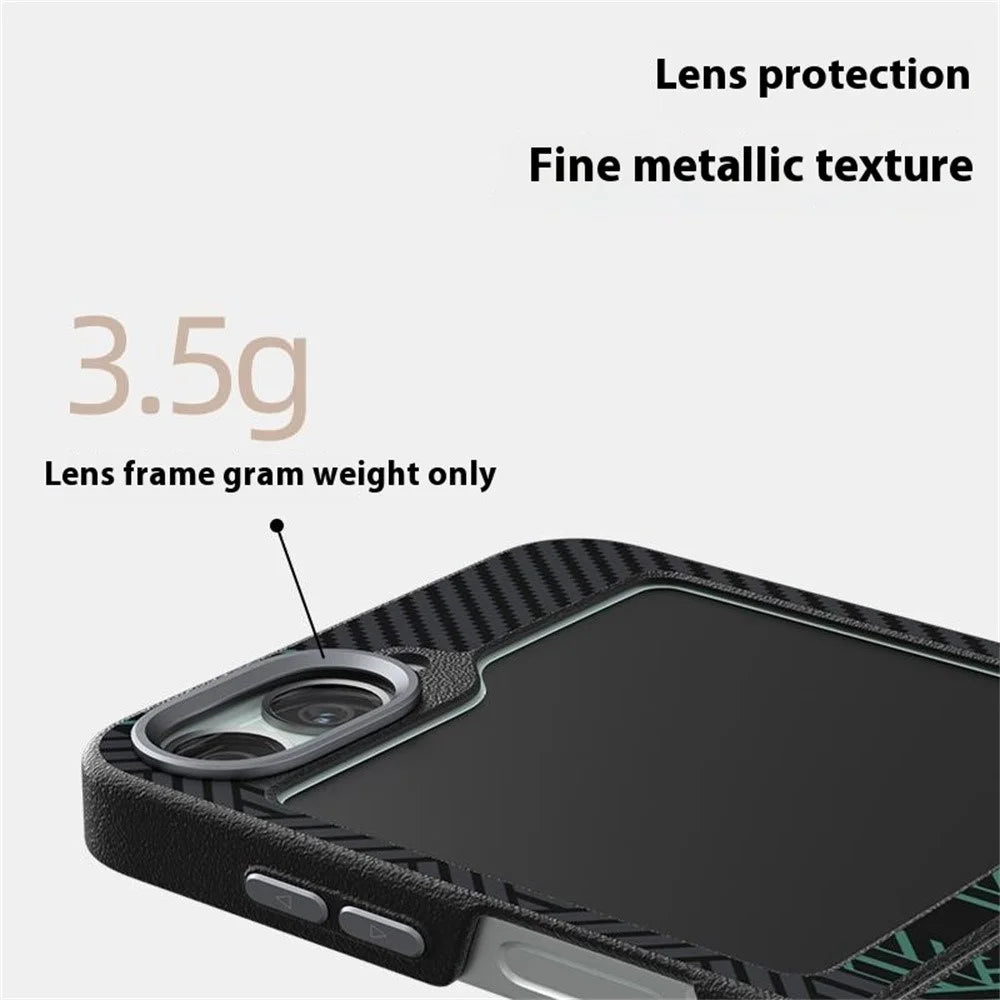 ABEEL For Samsung Galaxy Z Flip7 FE 5G / Z Flip6 5G Magnetic Case PC + Aluminum Alloy + PU Leather Slim Phone Back Cover - Texture 2 - 6