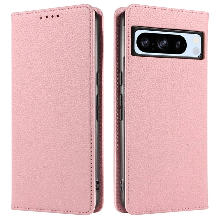 For Google Pixel 8 Pro Case RFID Blocking Strong Magnetic Leather Wallet Phone Cover - Pink - 1