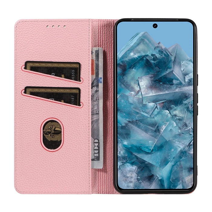 For Google Pixel 8 Pro Case RFID Blocking Strong Magnetic Leather Wallet Phone Cover - Pink - 2