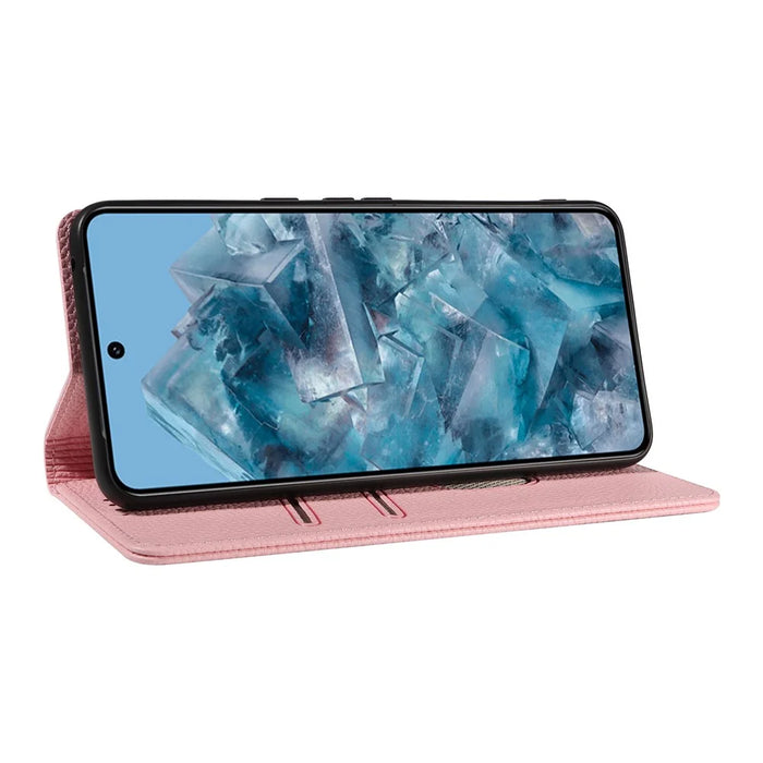 For Google Pixel 8 Pro Case RFID Blocking Strong Magnetic Leather Wallet Phone Cover - Pink - 3