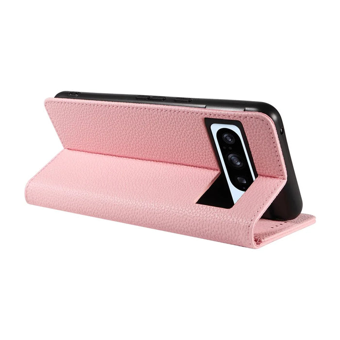For Google Pixel 8 Pro Case RFID Blocking Strong Magnetic Leather Wallet Phone Cover - Pink - 4