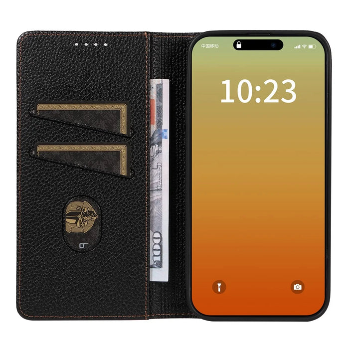 For iPhone 14 Pro Max Case RFID Blocking Strong Magnetic Leather Wallet Phone Cover - Black - 2