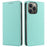 For iPhone 13 Pro Case RFID Blocking Strong Magnetic Leather Wallet Phone Cover - Mint Green - 1
