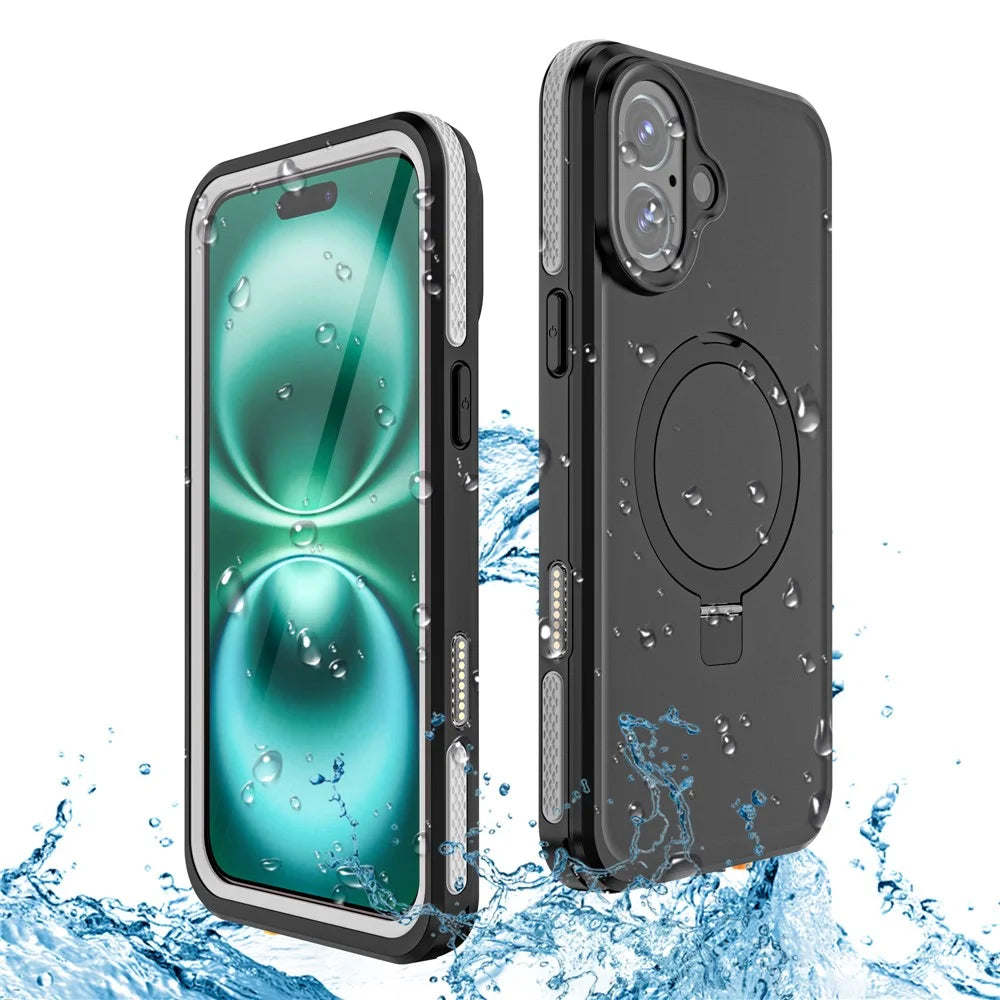 REDPEPPER IP68 Waterproof Case For iPhone 16 Plus Phone Back Cover Kickstand Compatible with MagSafe - 5