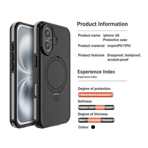 REDPEPPER IP68 Waterproof Case For iPhone 16 Phone Back Cover Kickstand Compatible with MagSafe - 2