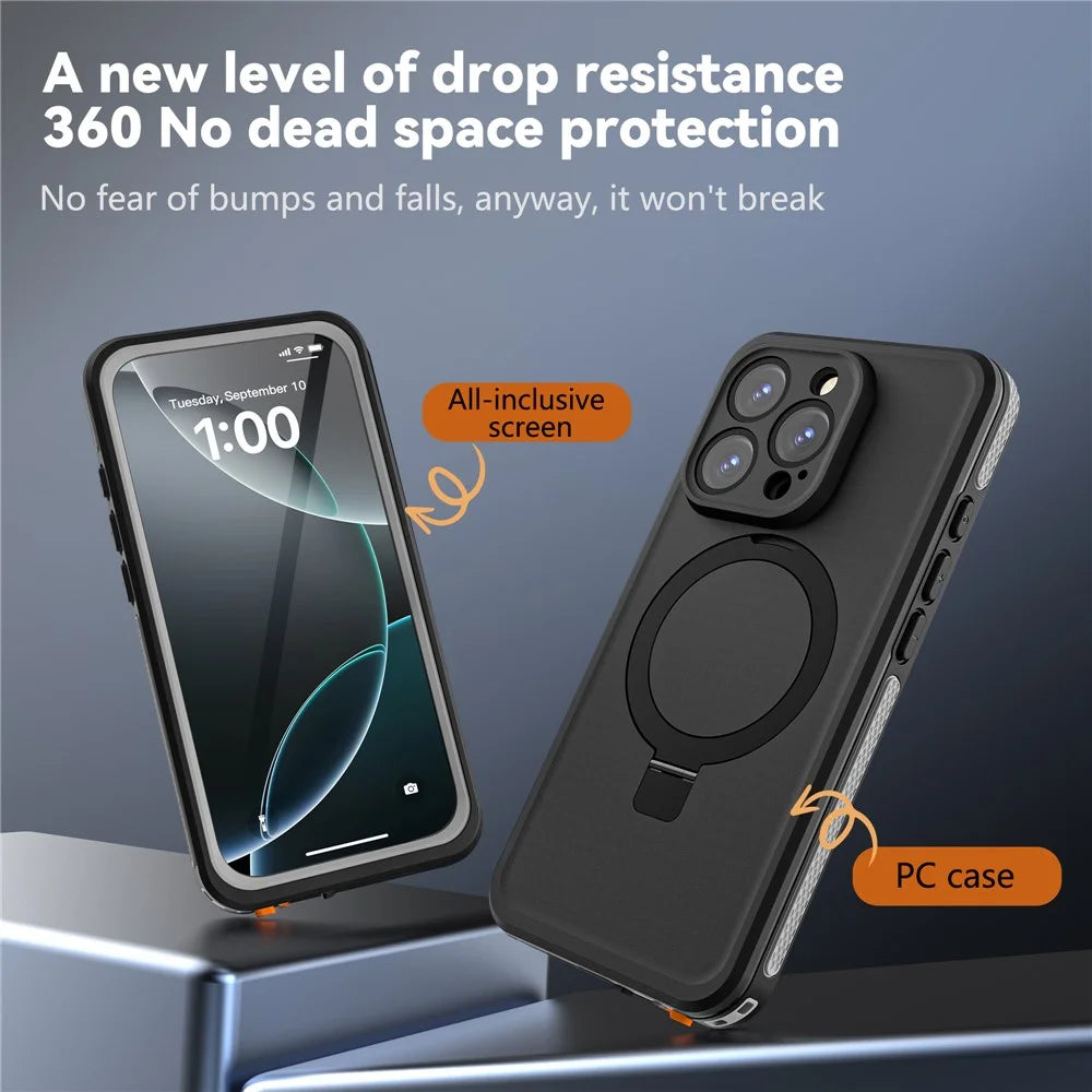 REDPEPPER IP68 Waterproof Case For iPhone 16 Pro Phone Back Cover Kickstand Compatible with MagSafe - 3