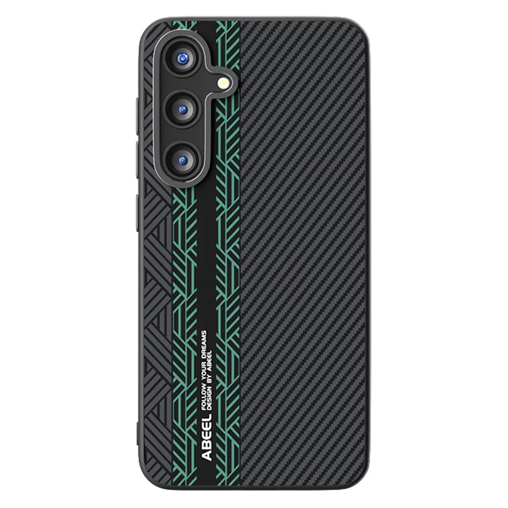 ABEEL For Samsung Galaxy S25 Magnetic Case PC + TPU + Aluminum Alloy + PU Leather Slim Phone Back Cover - Texture 2 - 1