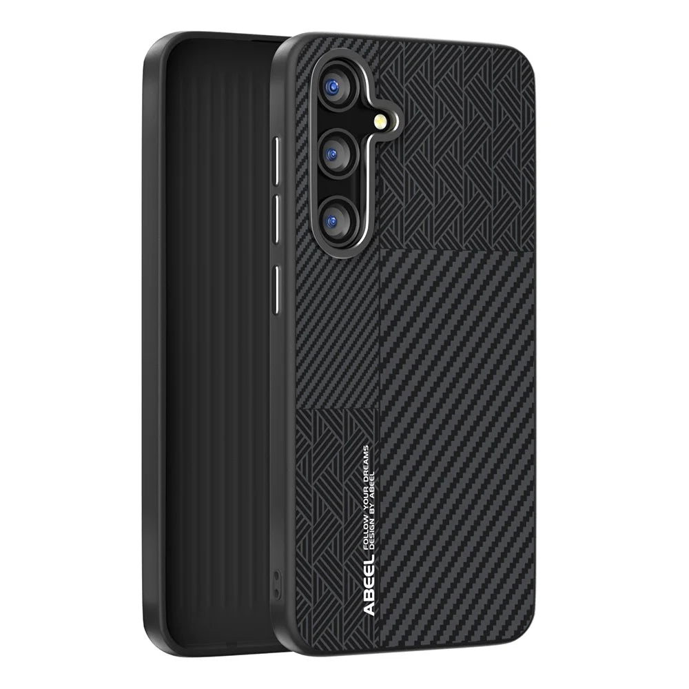 ABEEL For Samsung Galaxy S25+ Magnetic Case PC + TPU + Aluminum Alloy + PU Leather Slim Phone Back Cover - Texture 3 - 2