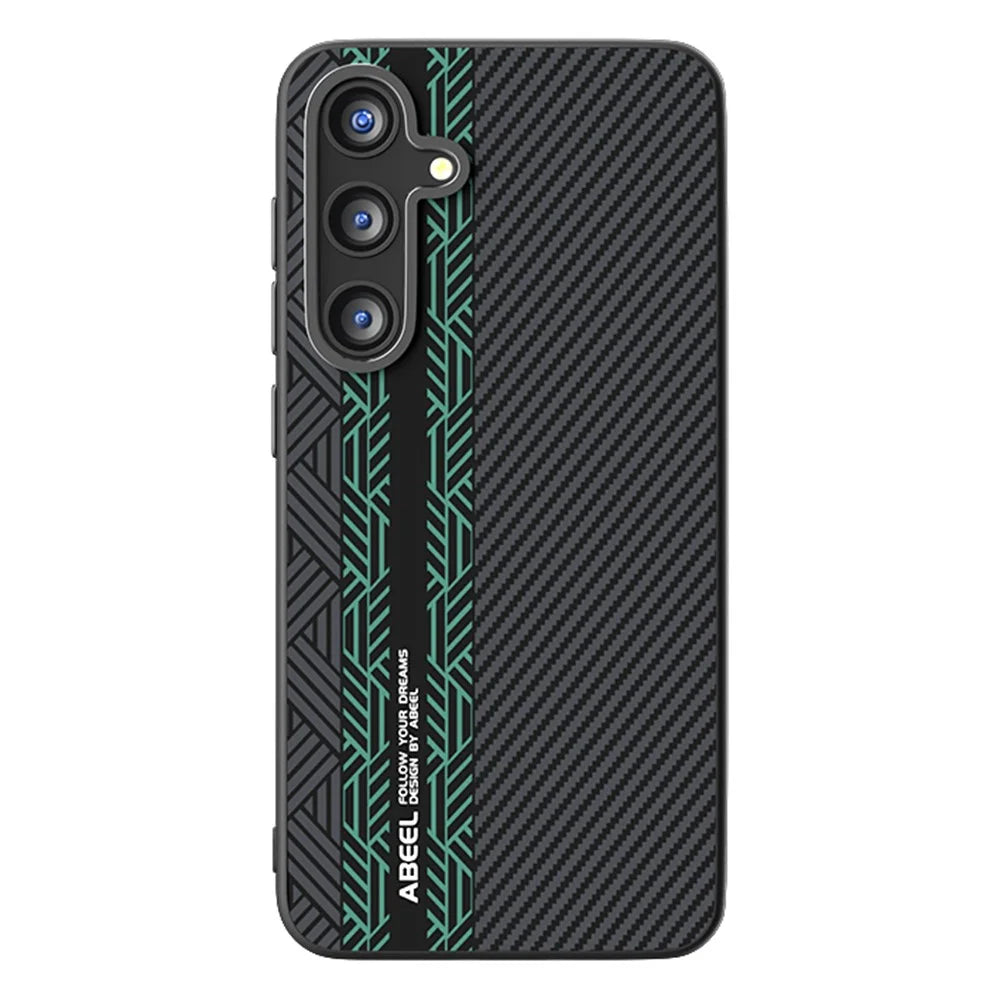 ABEEL For Samsung Galaxy S24 Magnetic Case PC + TPU + Aluminum Alloy + PU Leather Slim Phone Back Cover - Texture 2 - 1