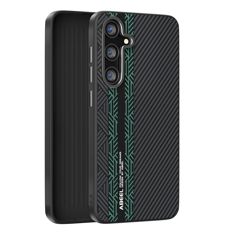 ABEEL For Samsung Galaxy S24 Magnetic Case PC + TPU + Aluminum Alloy + PU Leather Slim Phone Back Cover - Texture 2 - 2
