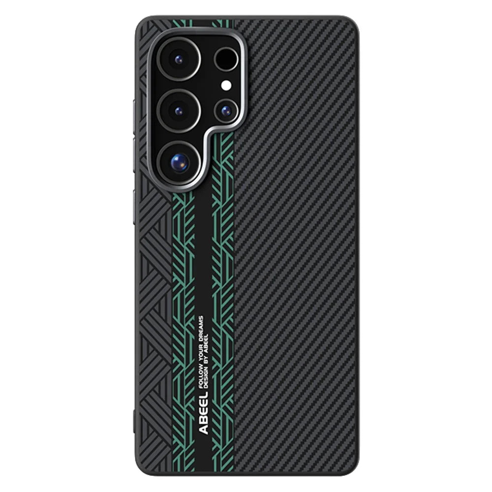 ABEEL For Samsung Galaxy S25 Ultra Magnetic Case PC + TPU + Aluminum Alloy + PU Leather Slim Phone Back Cover - Texture 2 - 1