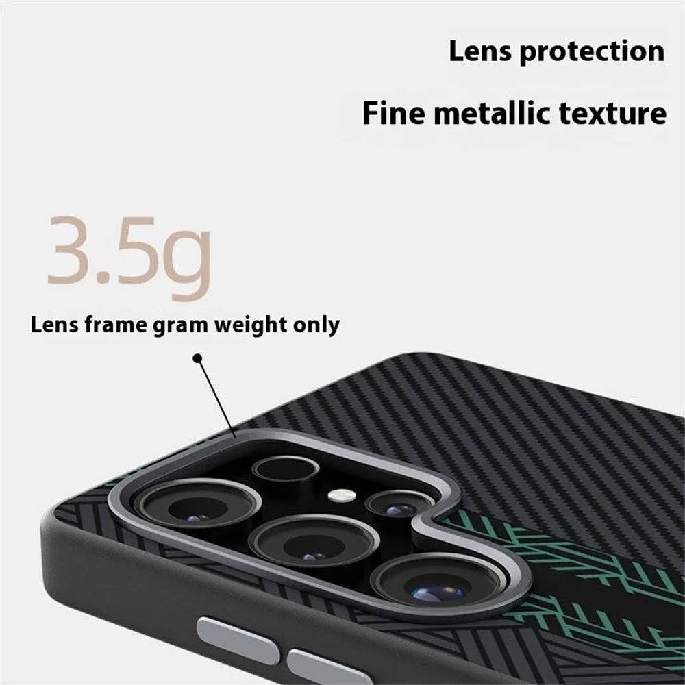 ABEEL For Samsung Galaxy S25 Ultra Magnetic Case PC + TPU + Aluminum Alloy + PU Leather Slim Phone Back Cover - Texture 2 - 7