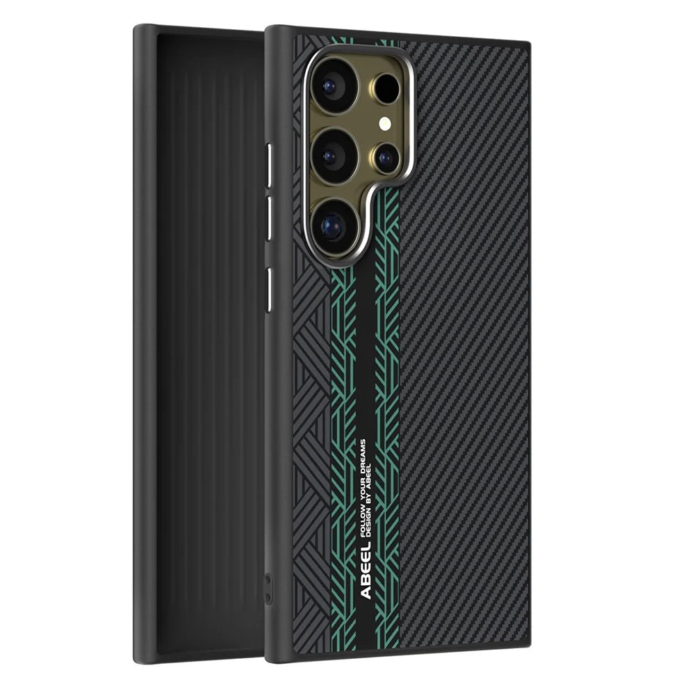 ABEEL For Samsung Galaxy S24 Ultra Magnetic Case PC + TPU + Aluminum Alloy + PU Leather Slim Phone Back Cover - Texture 2 - 2