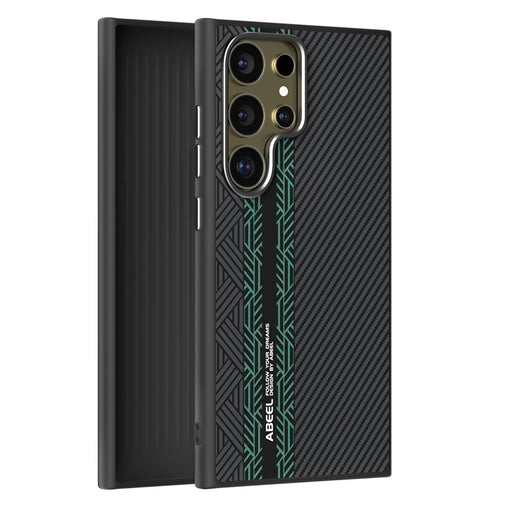 ABEEL For Samsung Galaxy S24 Ultra Magnetic Case PC + TPU + Aluminum Alloy + PU Leather Slim Phone Back Cover - Texture 2 - 2