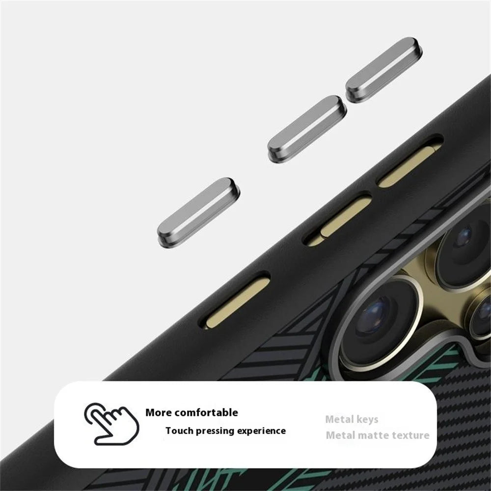 ABEEL For Samsung Galaxy S24 Ultra Magnetic Case PC + TPU + Aluminum Alloy + PU Leather Slim Phone Back Cover - Texture 2 - 6
