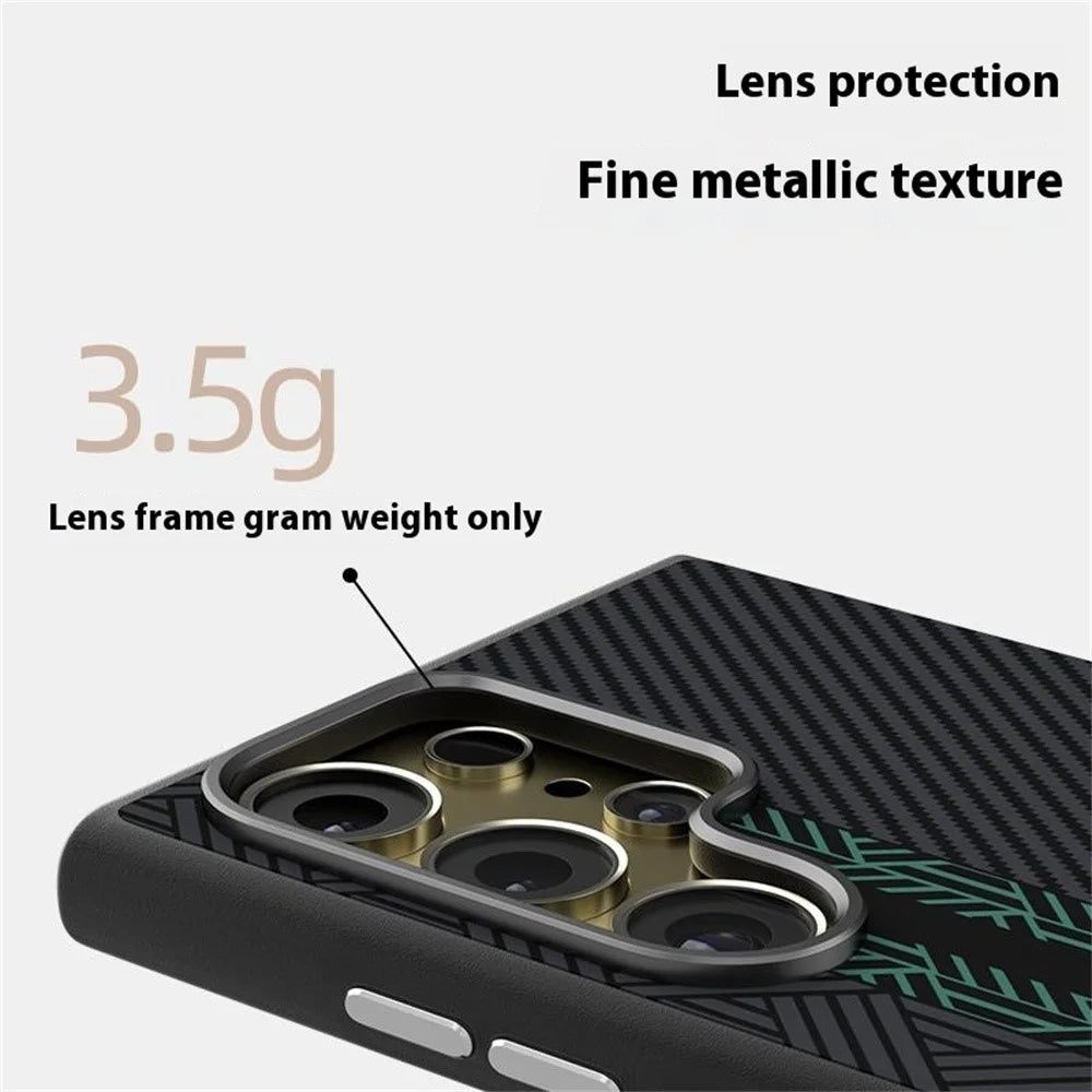ABEEL For Samsung Galaxy S24 Ultra Magnetic Case PC + TPU + Aluminum Alloy + PU Leather Slim Phone Back Cover - Texture 2 - 7