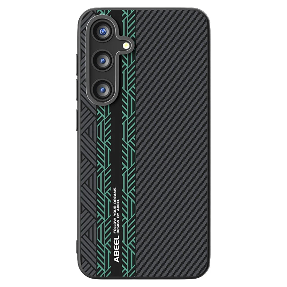 ABEEL For Samsung Galaxy S24+ Magnetic Case PC + TPU + Aluminum Alloy + PU Leather Slim Phone Back Cover - Texture 2 - 1