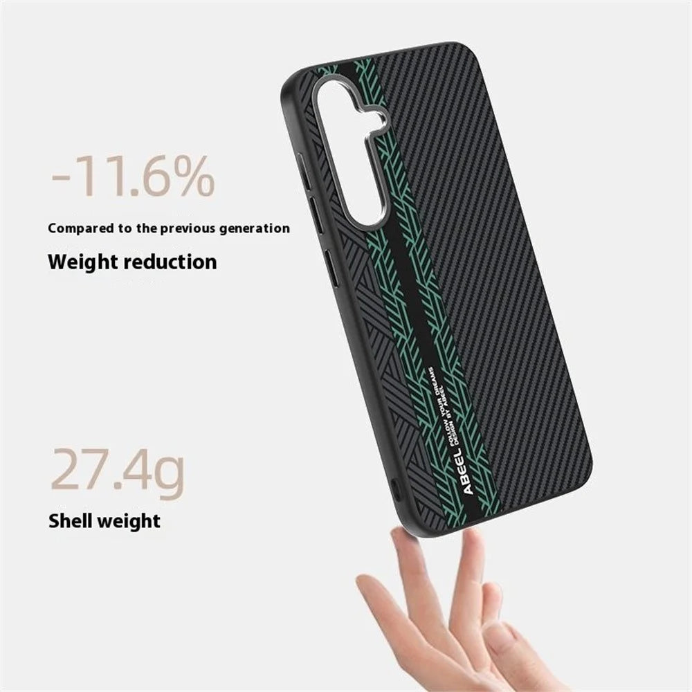 ABEEL For Samsung Galaxy S24+ Magnetic Case PC + TPU + Aluminum Alloy + PU Leather Slim Phone Back Cover - Texture 2 - 4