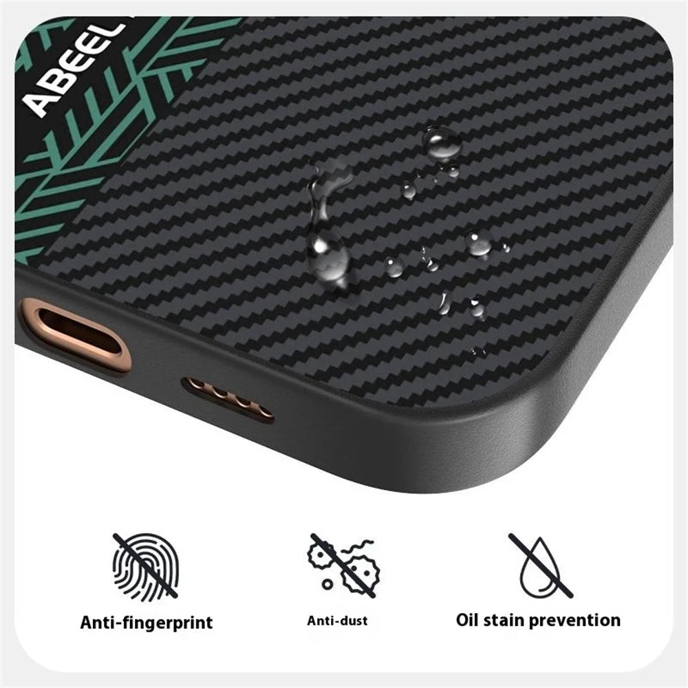 ABEEL For iPhone 16 Pro Case PC + TPU + Aluminum Alloy + PU Leather Slim Phone Back Cover Compatible with MagSafe - Texture 2 - 5