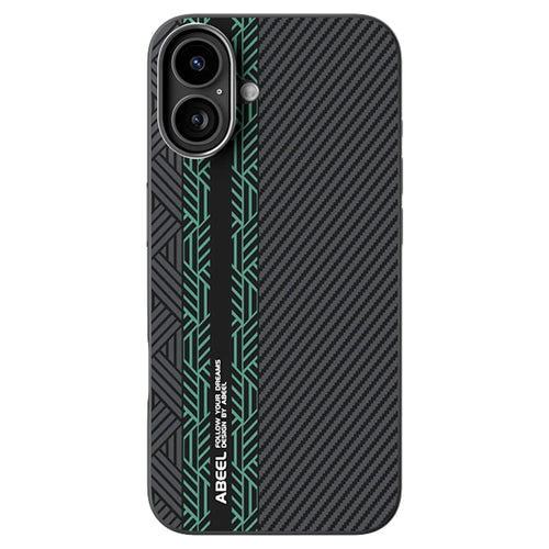 ABEEL For iPhone 16 Case PC + TPU + Aluminum Alloy + PU Leather Slim Phone Back Cover Compatible with MagSafe - Texture 2 - 1