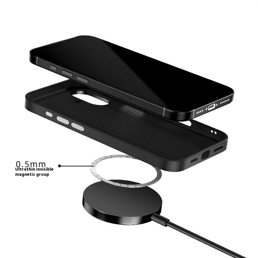 ABEEL For iPhone 16 Case PC + TPU + Aluminum Alloy + PU Leather Slim Phone Back Cover Compatible with MagSafe - Texture 2 - 3