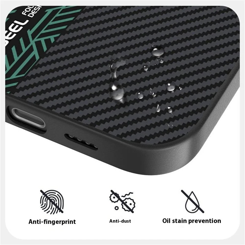 ABEEL For iPhone 16 Case PC + TPU + Aluminum Alloy + PU Leather Slim Phone Back Cover Compatible with MagSafe - Texture 2 - 5
