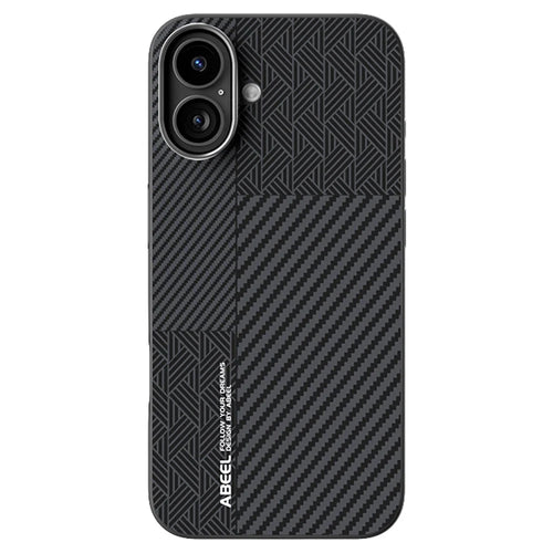 ABEEL For iPhone 16 Plus Case PC + TPU + Aluminum Alloy + PU Leather Slim Phone Back Cover Compatible with MagSafe - Texture 3 - 1
