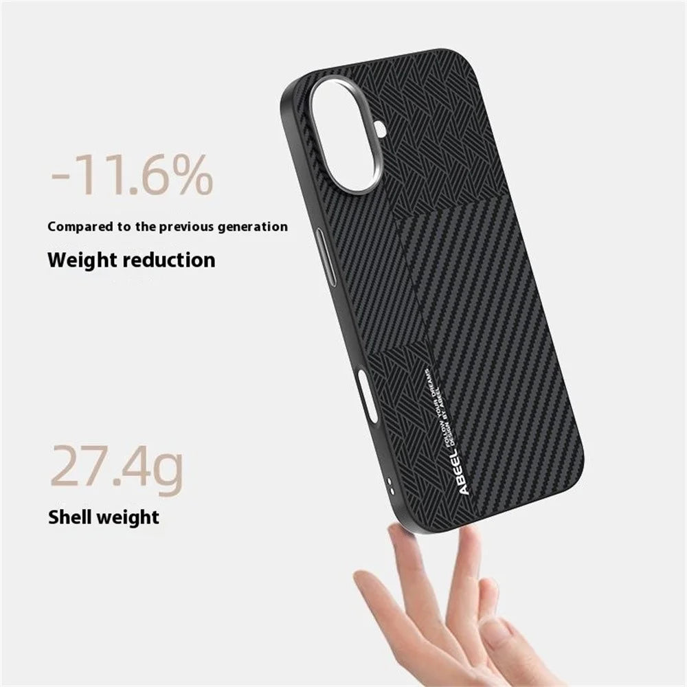 ABEEL For iPhone 16 Plus Case PC + TPU + Aluminum Alloy + PU Leather Slim Phone Back Cover Compatible with MagSafe - Texture 3 - 4